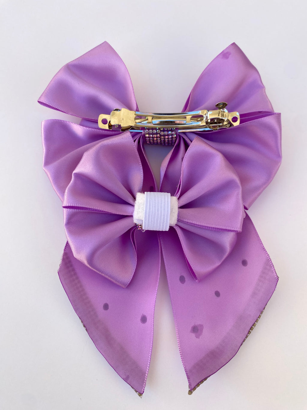 Lilac Glow Rhinestone Matching Bow Hair Clip and Collar Attachment