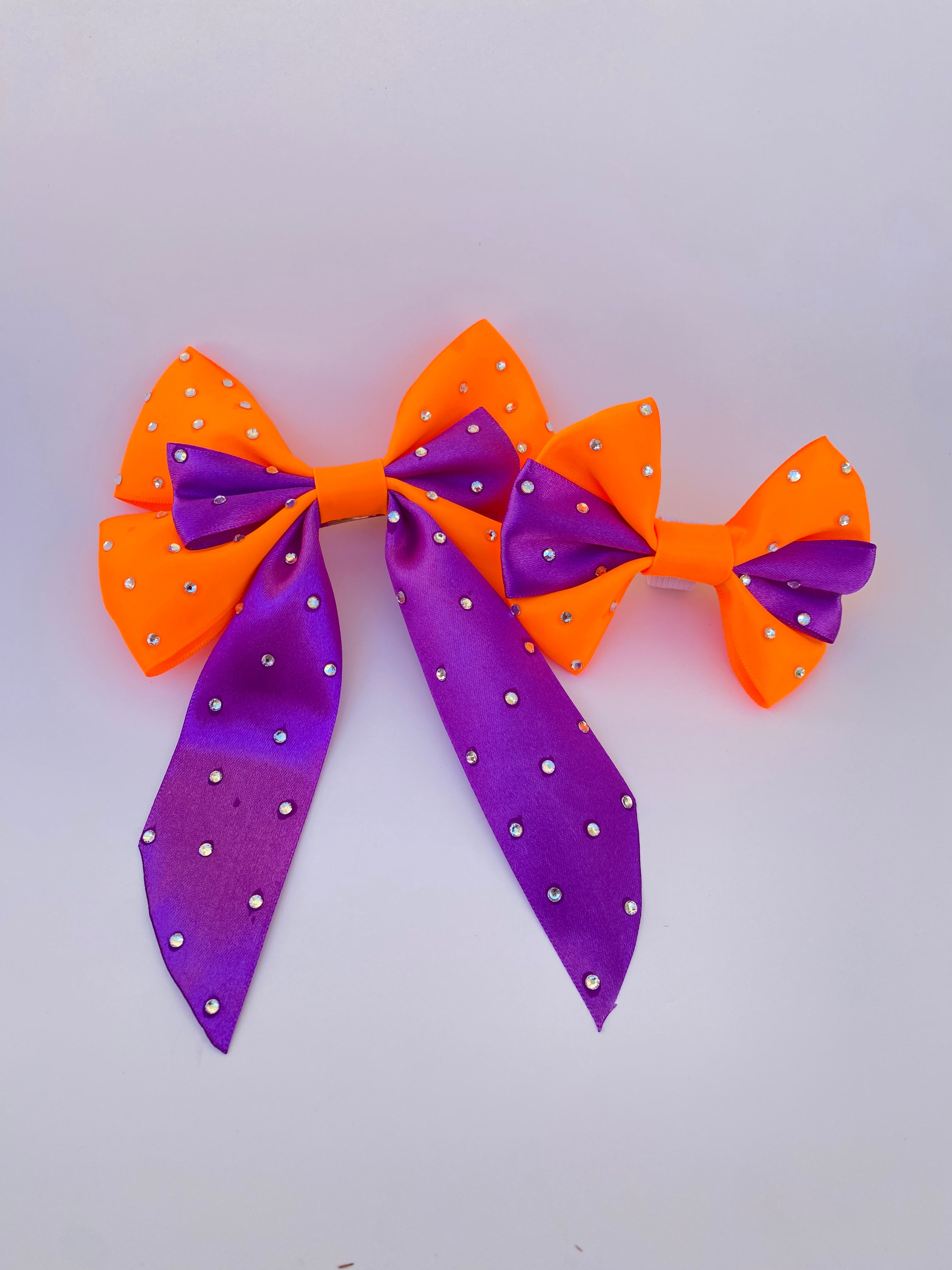 Electric Candy Rhinestone Matching Bow Hair Clip and Collar Attachment