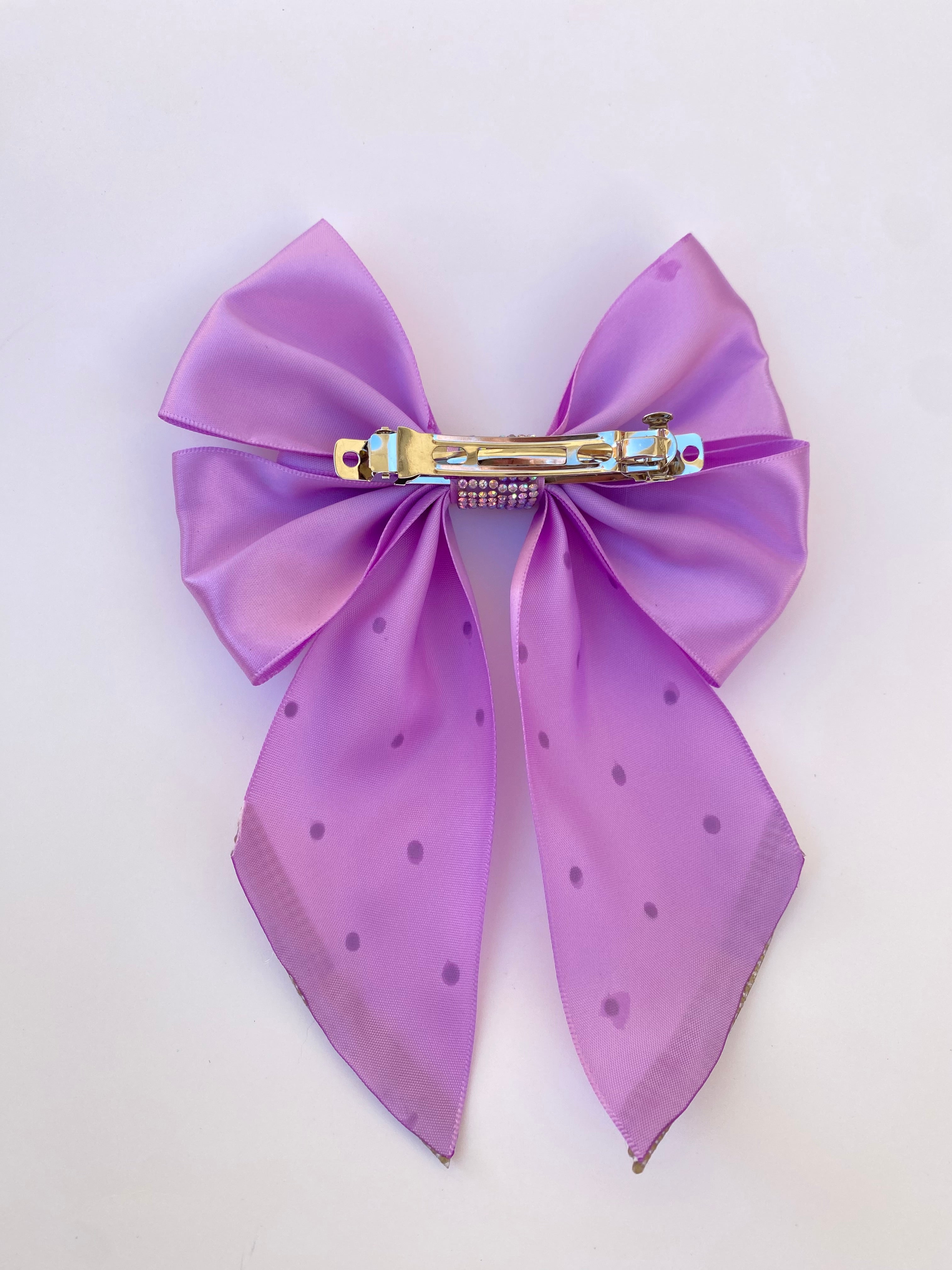Lilac Glow Rhinestone Hair Bow Clip