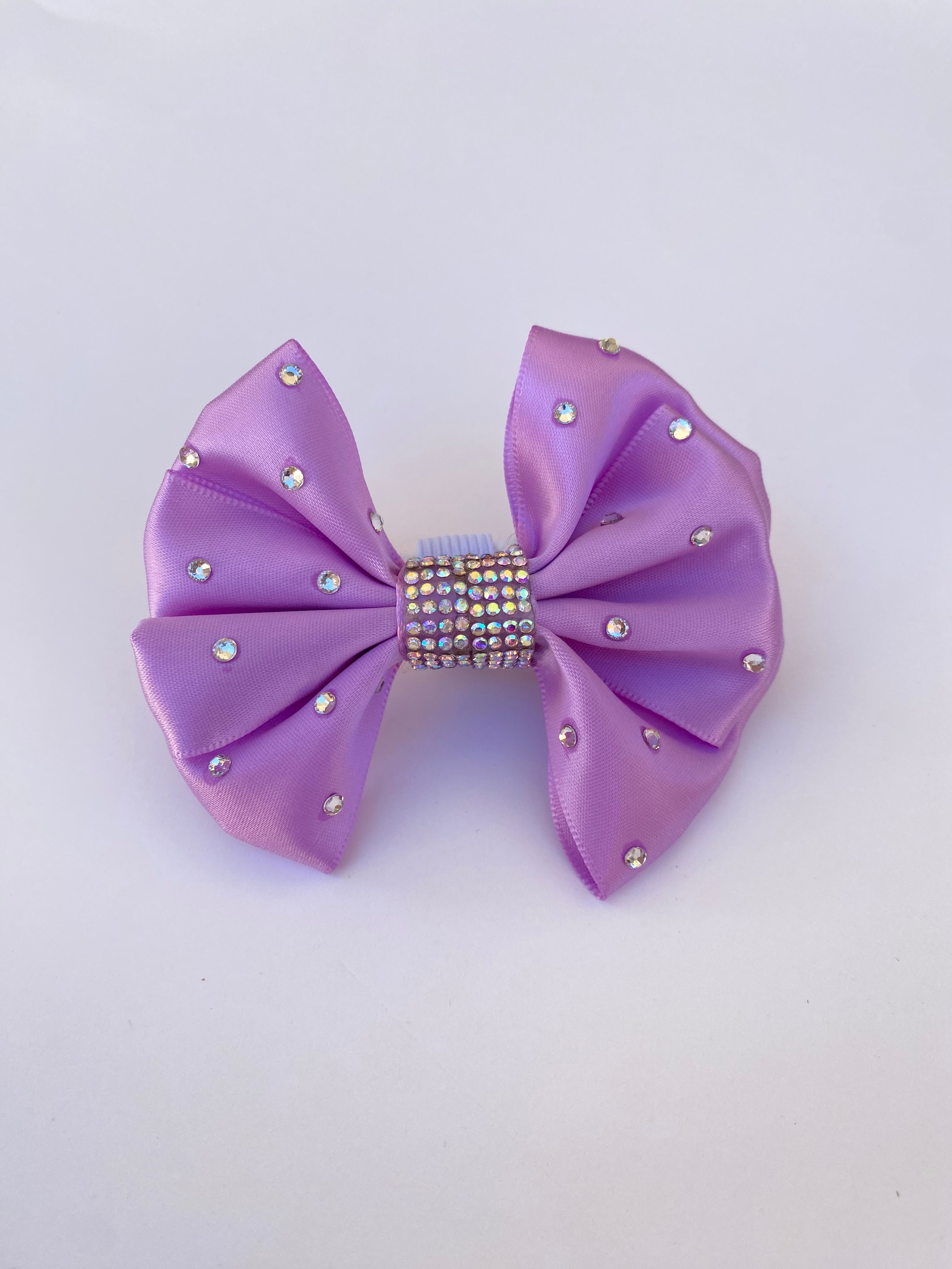 Lilac Glow Rhinestone Bow Collar Attachment