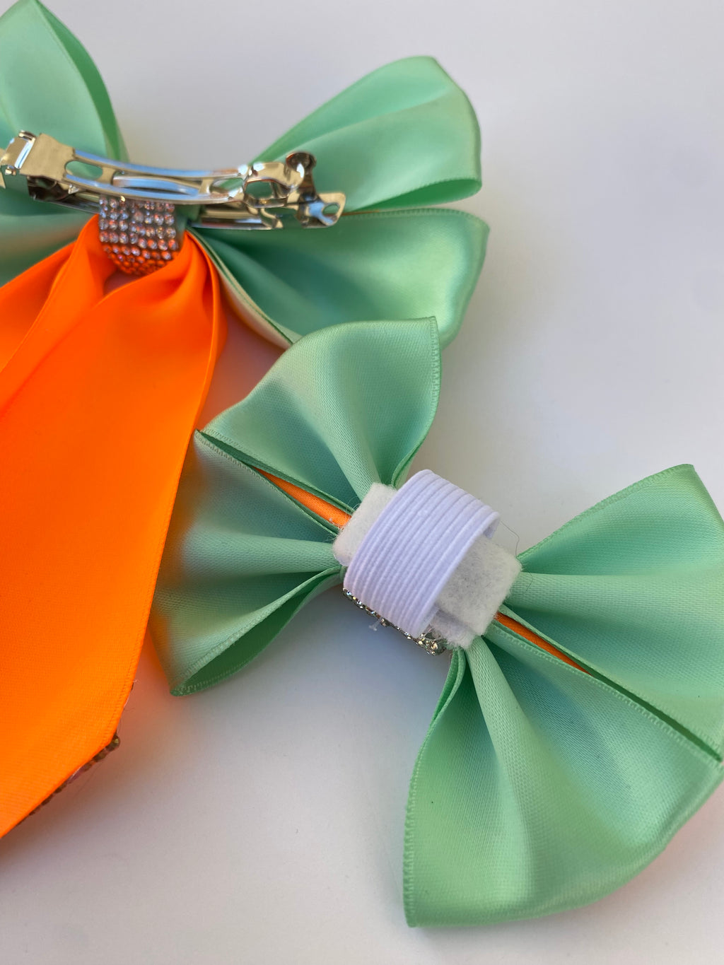 Candy Showgirl Rhinestone Matching Bow Hair Clip and Collar Attachment