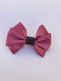 Dusty Rose Rhinestone Bow Collar Attachment