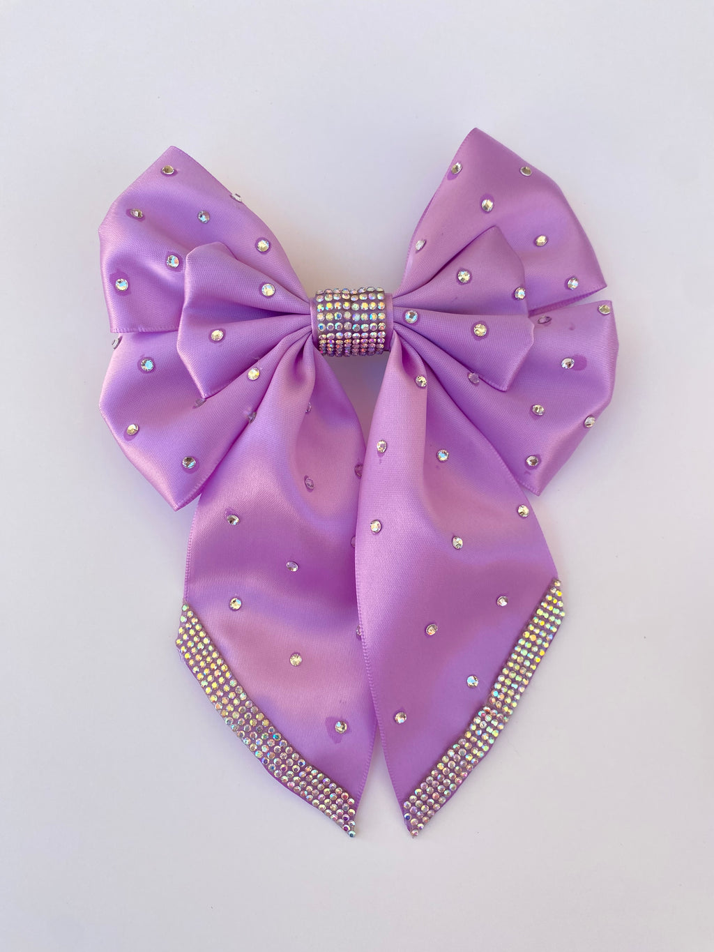 Lilac Glow Rhinestone Hair Bow Clip