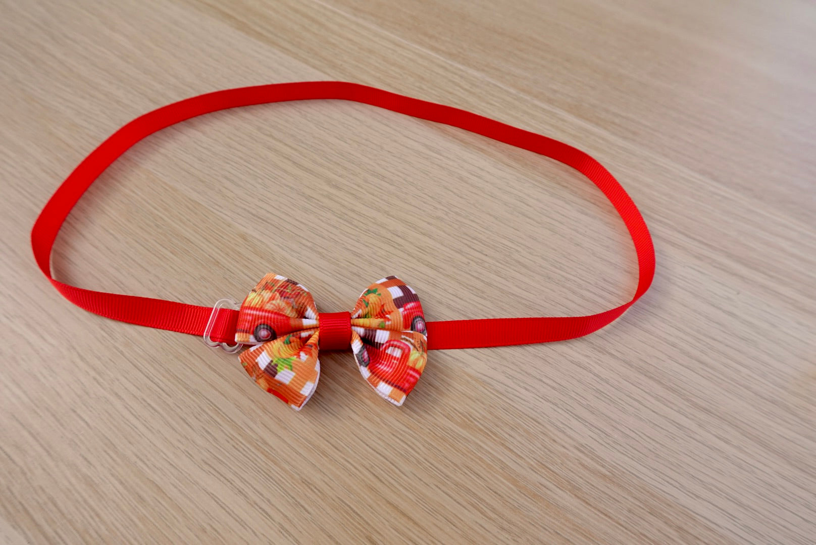 Red Truck Hauling Pumpkins Adjustable Bowtie