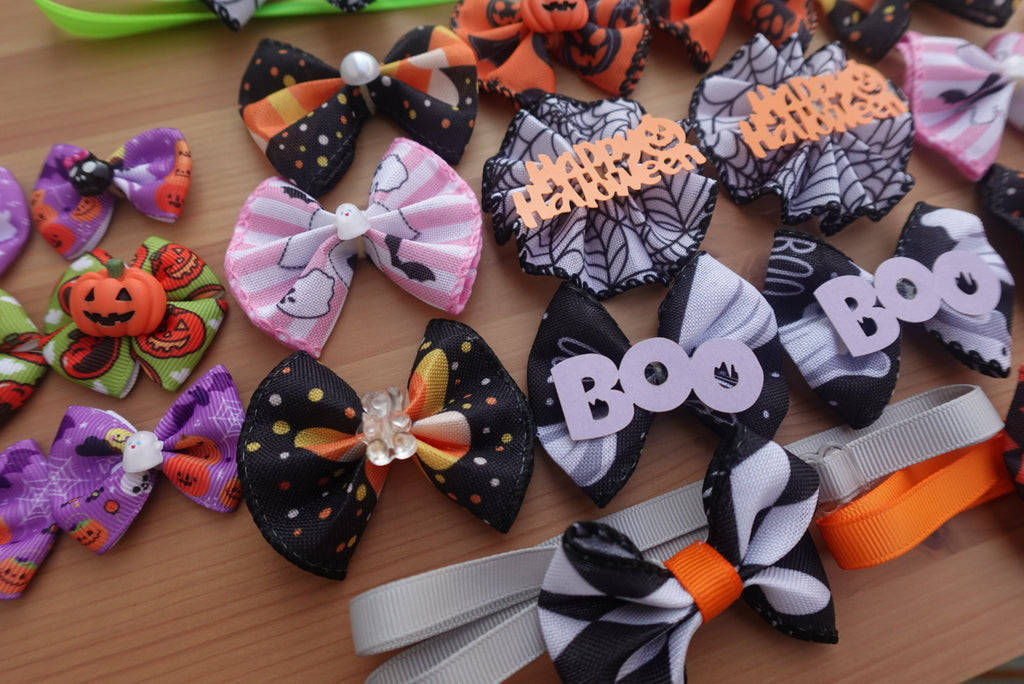 🎀 Wicked Variety Pack – 35 Halloween Dog Bows & Bowties