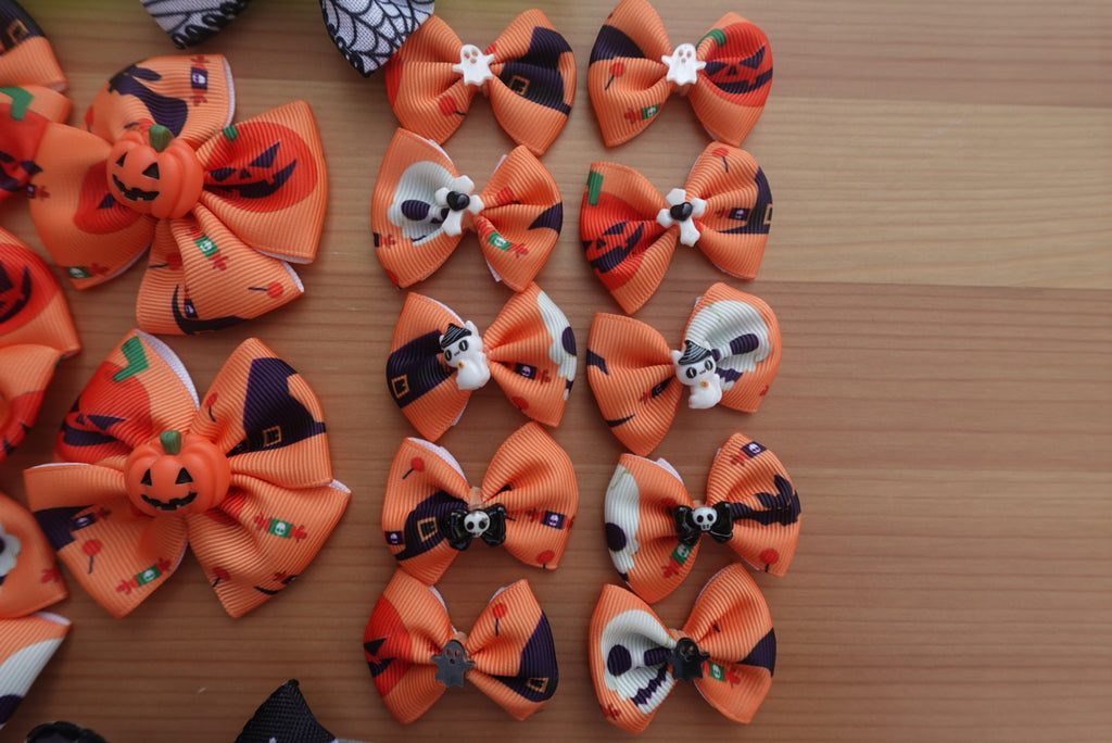 ✨ Boo-tique Bundle – 35 Small, Large Bows & Adjustable Halloween Bowties