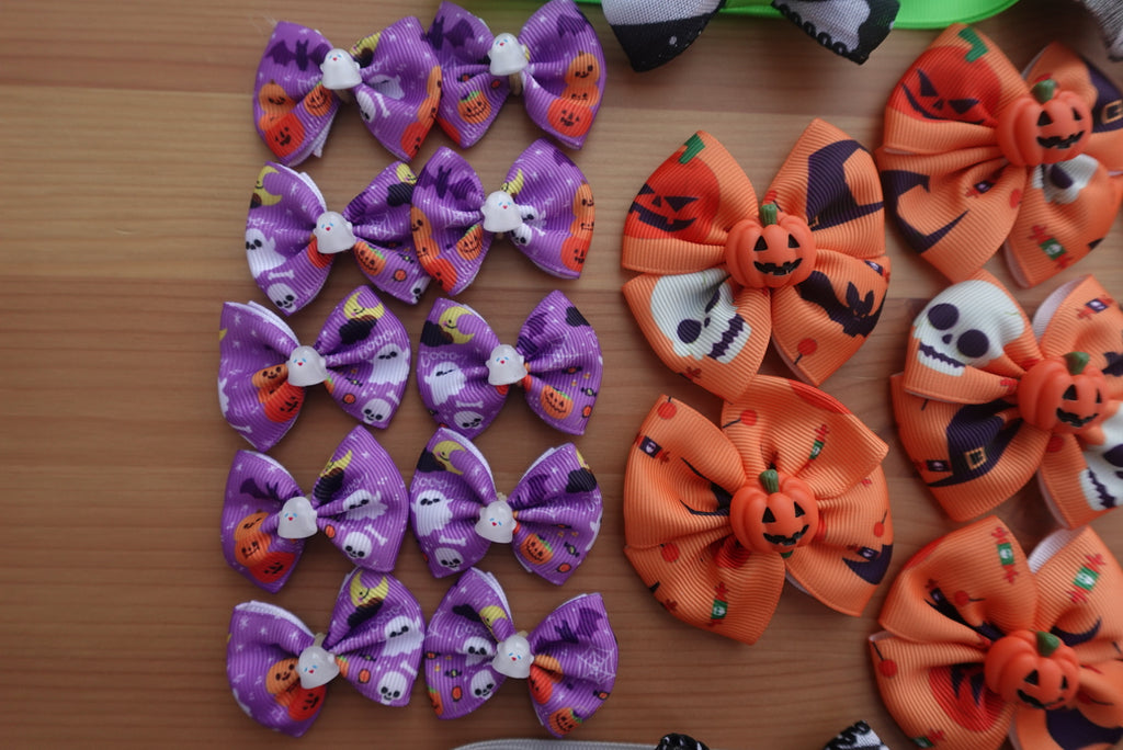✨ Boo-tique Bundle – 35 Small, Large Bows & Adjustable Halloween Bowties